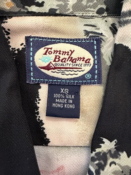 MWOT Tommy Bahama 100% Silk Black Tropical Palm Print Camp Shirt - Picture 3 of 8